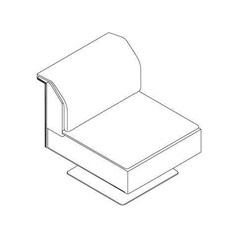 A line drawing - Mantle Club Chair–Armless–Swivel Base