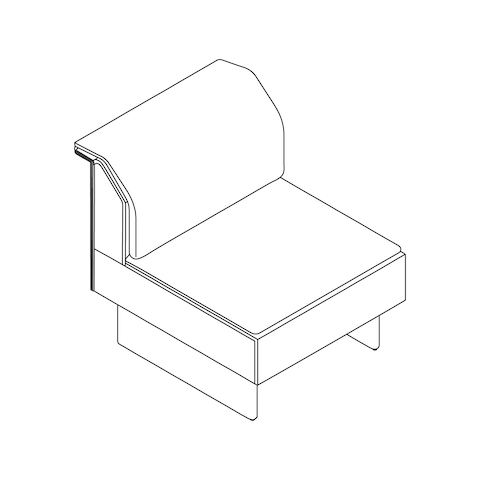A line drawing - Mantle Club Chair–Armless–Wood Base
