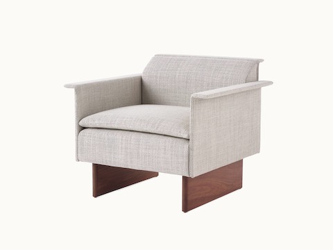 Mantle Club Chair, Mantle Lounge Seating, Capri Stone, Walnut Wood Base