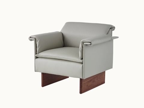 Mantle Club Chair, Mantle Lounge Seating, Wood Base, Bristol Leather Ash Grey