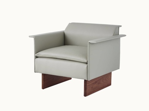 Mantle Club Chair, Mantle Lounge Seating, Wood Base, Bristol Leather Ash Grey