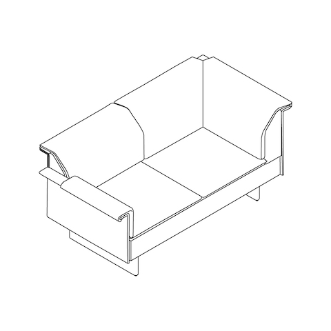 A line drawing - Mantle Settee–Left Corner–Right Arm