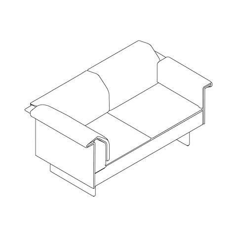 A line drawing - Mantle Settee–Right Corner–Left Arm