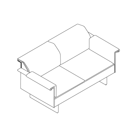 A line drawing - Mantle Settee–With Arms