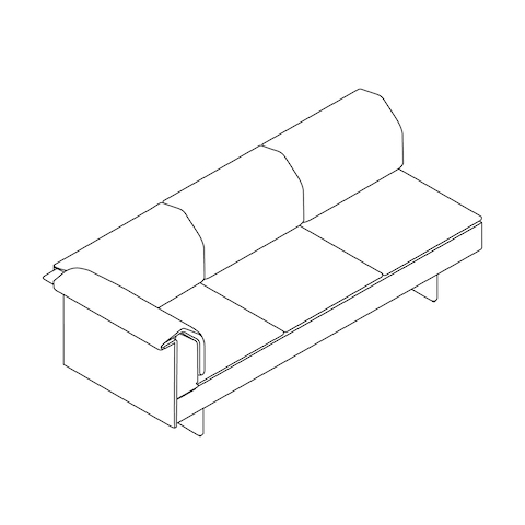 A line drawing - Mantle Sofa–Right Corner–Left Armless