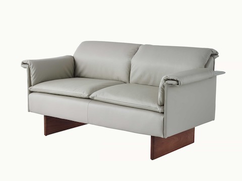 Mantle Lounge Seating, Oak Wood Base, Rhythm Khaki, Two Seater Sofa