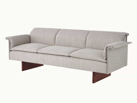 Mantle Lounge Seating, Capri Stone, Walnut Wood Base, Three Seater Sofa