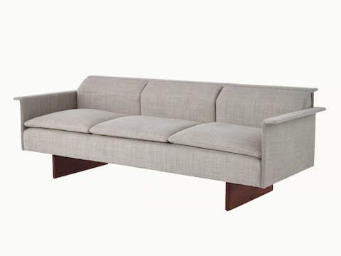 Mantle Lounge Seating, Capri Stone, Walnut Wood Base, Three Seater Sofa