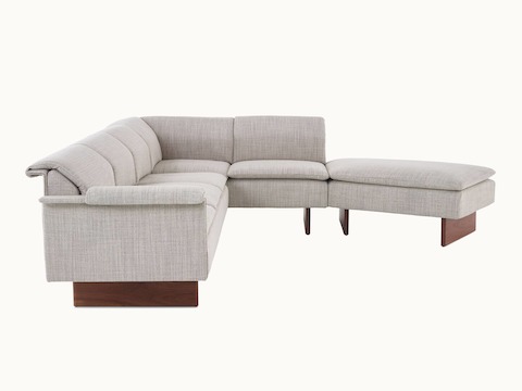 Mantle Sofa, Mantle Lounge Seating, Capri Stone, Walnut Wood Base