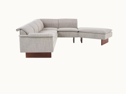 Mantle Sofa, Mantle Lounge Seating, Capri Stone, Walnut Wood Base