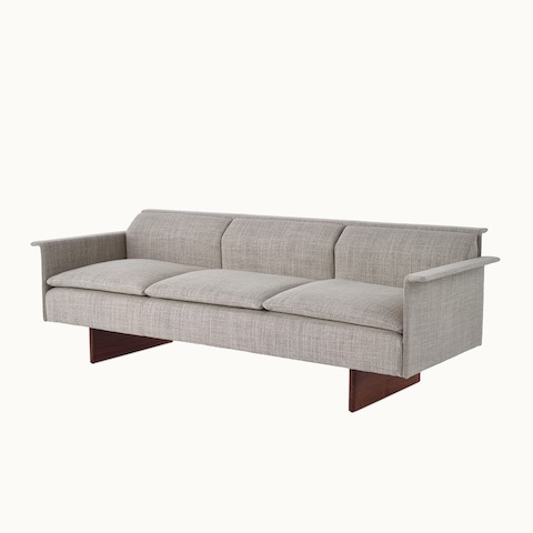 Mantle Lounge Seating, Capri Stone, Walnut Wood Base, Three Seater Sofa