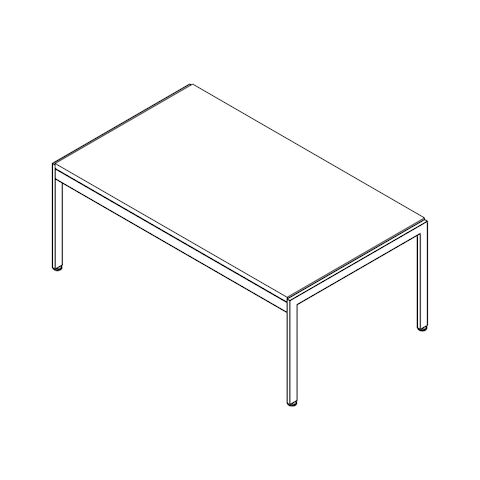 Line drawing of a rectangular Metal Series coffee table, viewed from above at an angle.