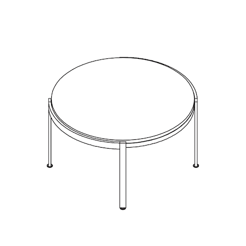 Line drawing of a round Metal Series coffee table, viewed from above.