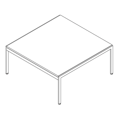 Line drawing of a square Metal Series coffee table, viewed from above at an angle.