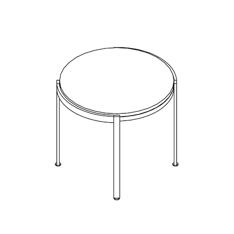 Line drawing of a round Metal Series side table, viewed from above.