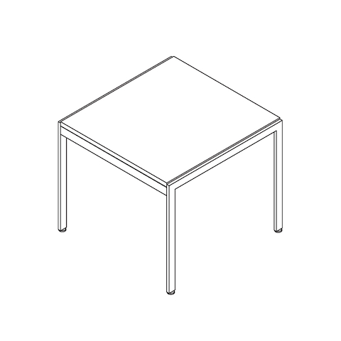 Line drawing of a square Metal Series side table, viewed from above at an angle.