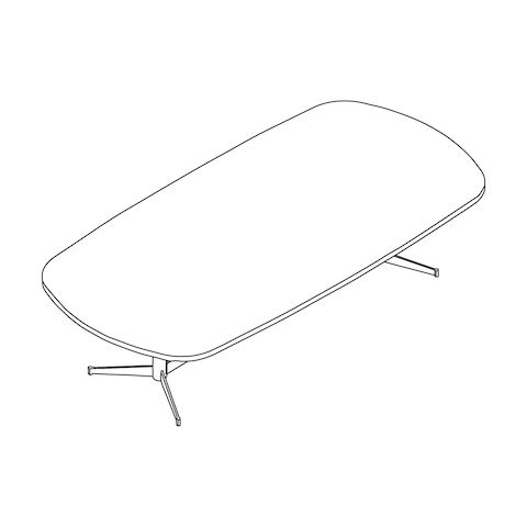Line drawing of an oblong MP Conference Table, viewed from above at an angle.