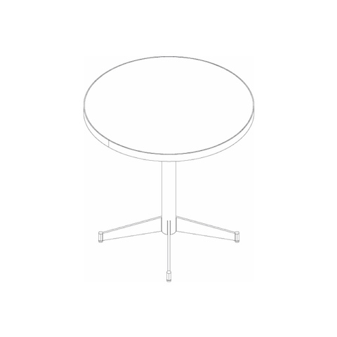 Line drawing of a round MP table, viewed from above.