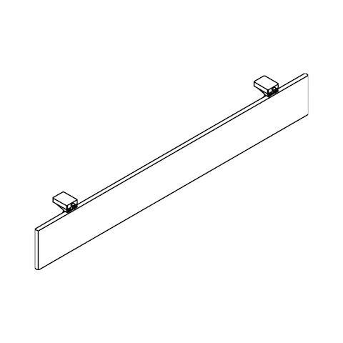 Line drawing of a modesty panel for an MP Flex Table, viewed from above at an angle.