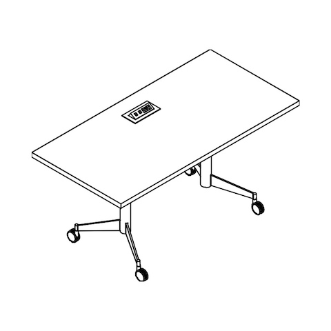 Line drawing of a rectangular MP Flex Table, viewed from above at an angle.