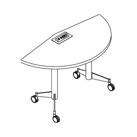 Line drawing of an MP Flex video conference end table, viewed from above at an angle.