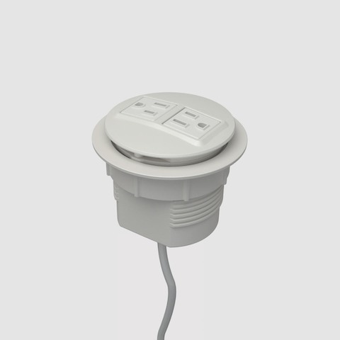 Close-up of an optional desktop power receptacle for an MP Height-Adjustable Table.