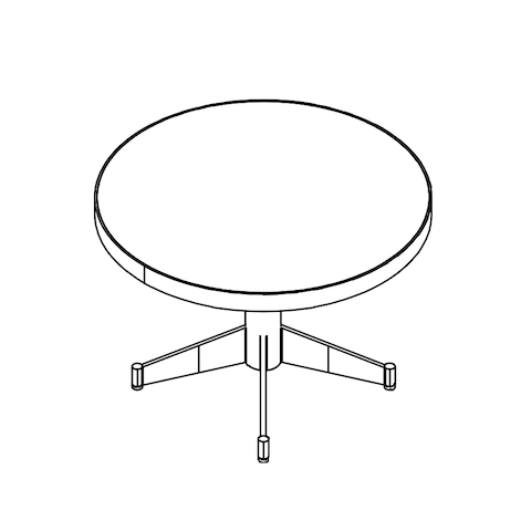 Line drawing of a round MP coffee table, viewed from above.