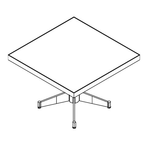 Line drawing of a square MP coffee table, viewed from above.