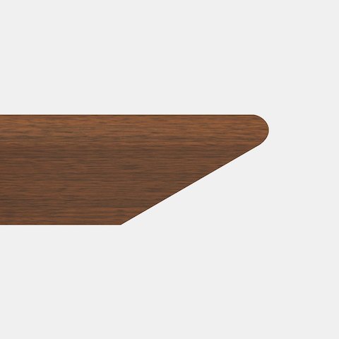 Close-up of the Knife edge option for MP Occasional Tables, featuring a 45-degree cut with a rounded top corner.