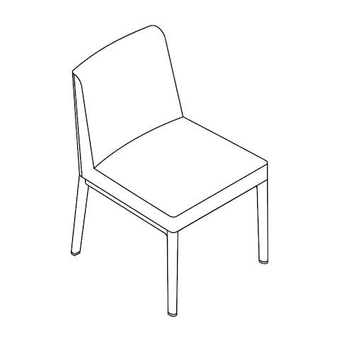 Line drawing of an armless Nessel side chair, viewed from above at an angle.