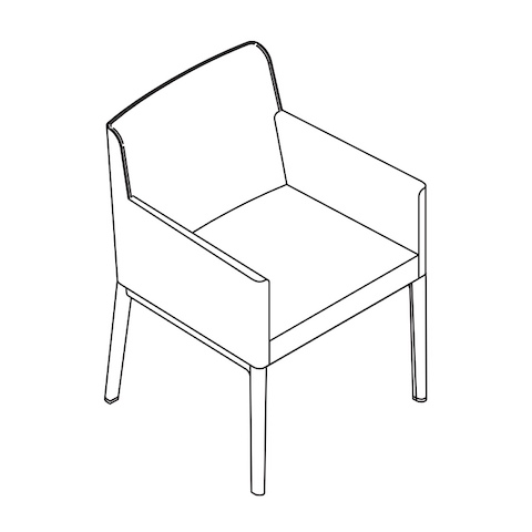 Line drawing of a Nessel side chair with wraparound arms, viewed from above at an angle.