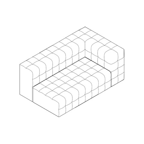 Product illustration of the Rapport Settee with one arm.