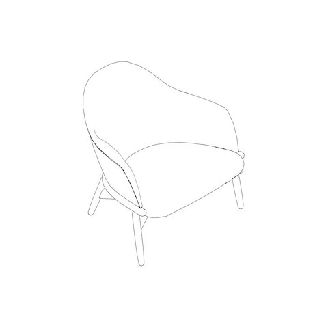 Line drawing of a mid-back Reframe lounge chair, viewed from above at an angle.