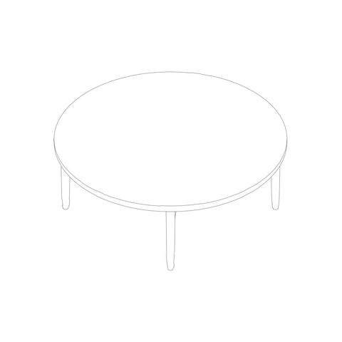 Line drawing of a round Reframe occasional table, viewed from above.