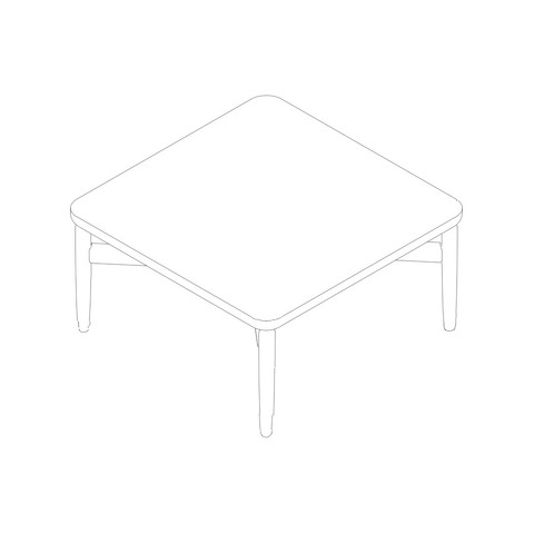 Line drawing of a square Reframe occasional table, viewed from above at an angle.