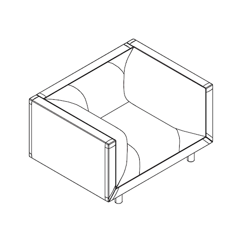 Line drawing of a club chair from the Rolled Arm Sofa Group, viewed from above at an angle.
