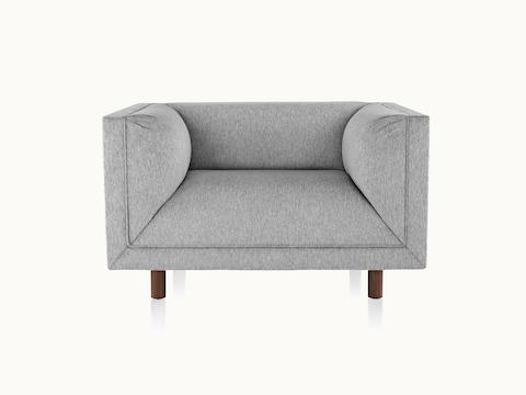 A light gray club chair from the Rolled Arm Sofa Group, viewed from the front.