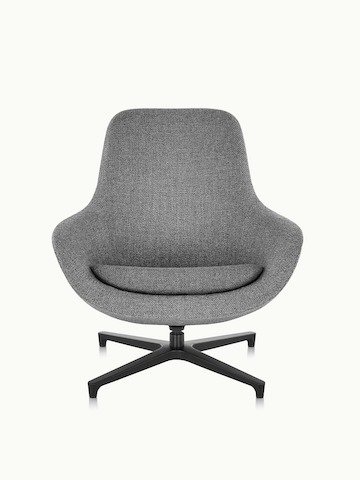 A gray Saiba Lounge Chair with a four-star swivel base, viewed from the front.