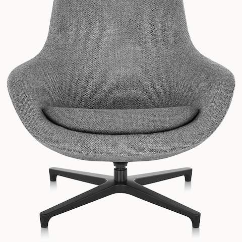Partial front view of a gray Saiba Lounge Chair, focusing on the four-star swivel base.