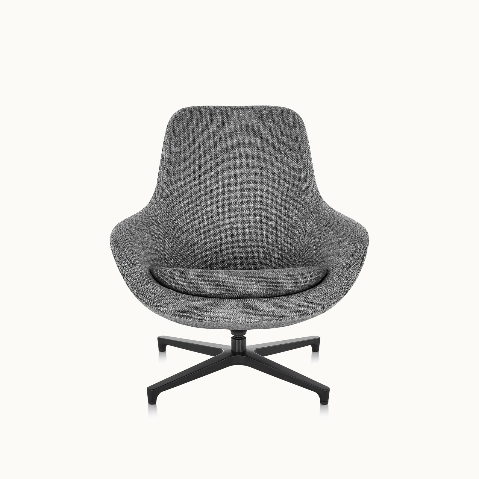 A Saiba Lounge Chair with gray upholstery, viewed from the front.