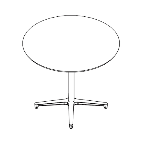 Line drawing of a round Saiba occasional table, viewed from above.
