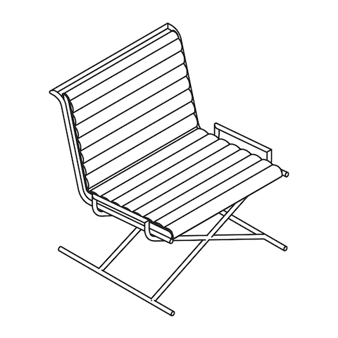 Line drawing of a Sled lounge chair, viewed from above at an angle.