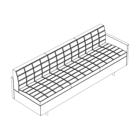 Line drawing of a quilted Tuxedo Classic connecting sofa, viewed from above at an angle.