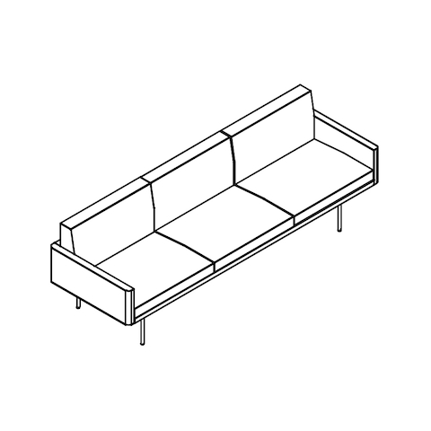 Line drawing of a non-quilted Tuxedo Component sofa, viewed from above at an angle.