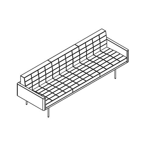 Line drawing of a quilted Tuxedo Component sofa, viewed from above at an angle.