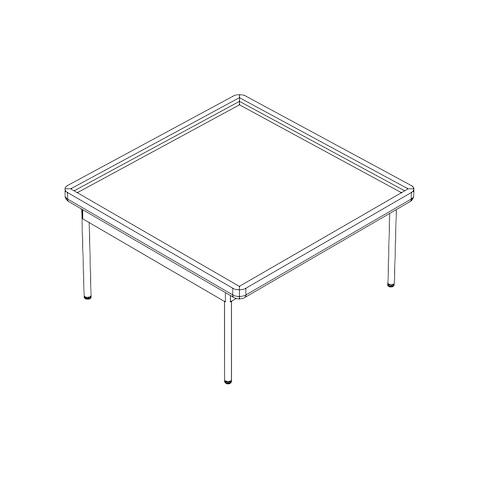 Line drawing of a square Tuxedo Component occasional table, viewed from above at an angle.