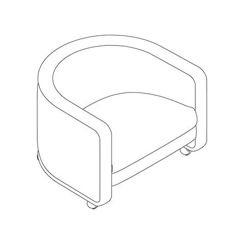 A line drawing - U-Chair–With Casters