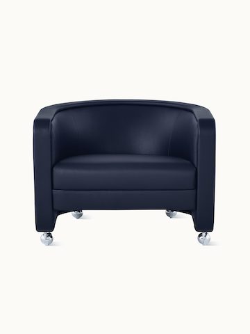 U-Series Lounge Chair with casters upholstered in Tenera Sapphire.