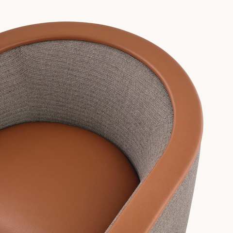 Aerial view of the U-Series Lounge Chair with Tenera Maple seat and arms and Wool Tweed Umber back.