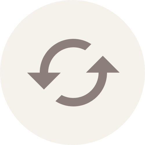 A graphic depiction of two arrows forming a partial circle within a circle.